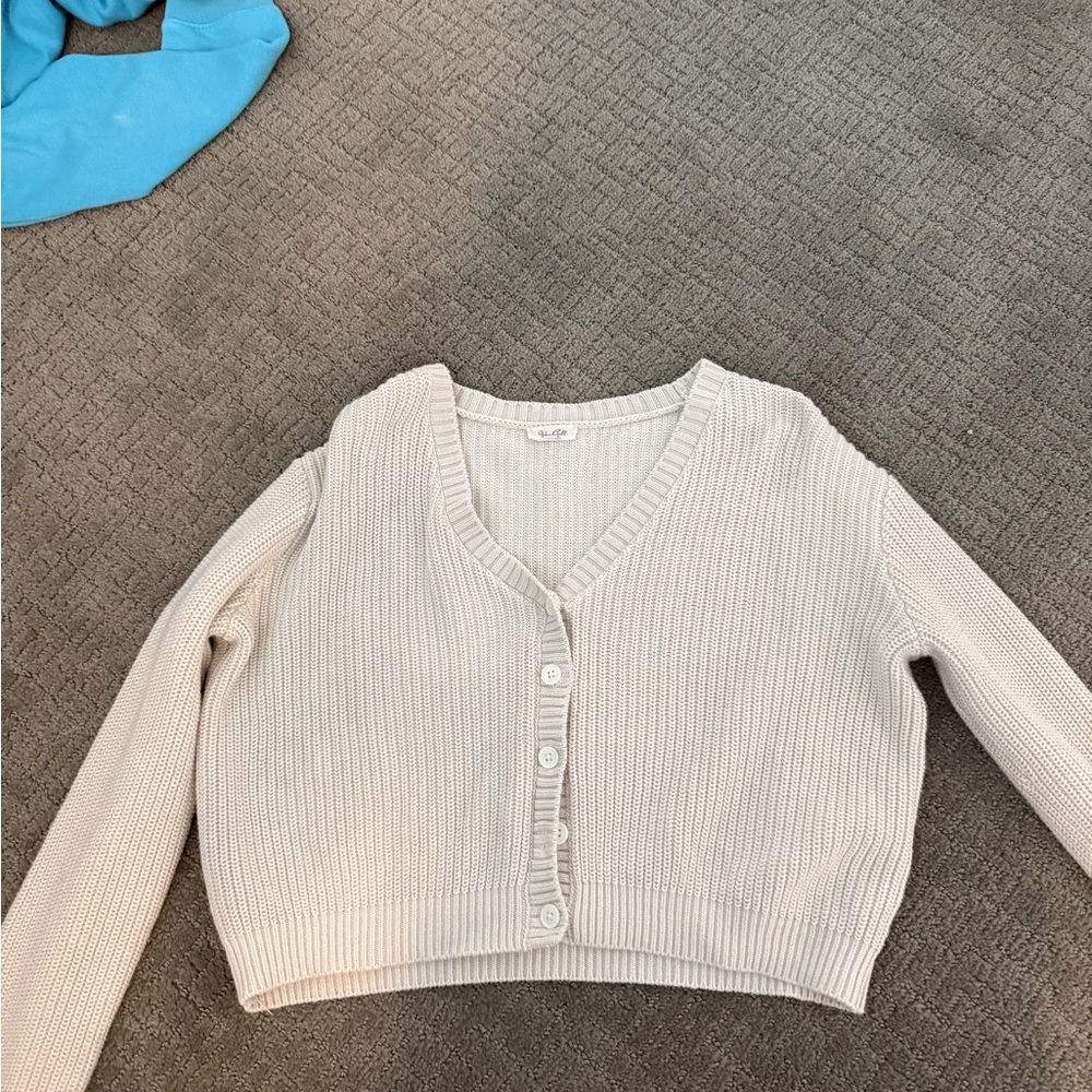 PacSun John Galt Cozy Knit V-Neck Button-Front Women’s Sweater — Cream